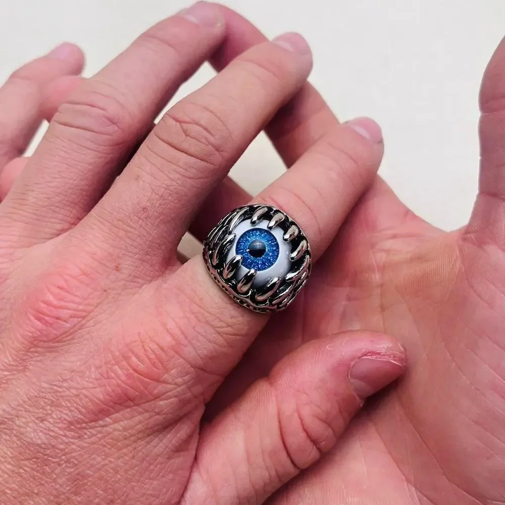 Y2k grunge silver eye ring
